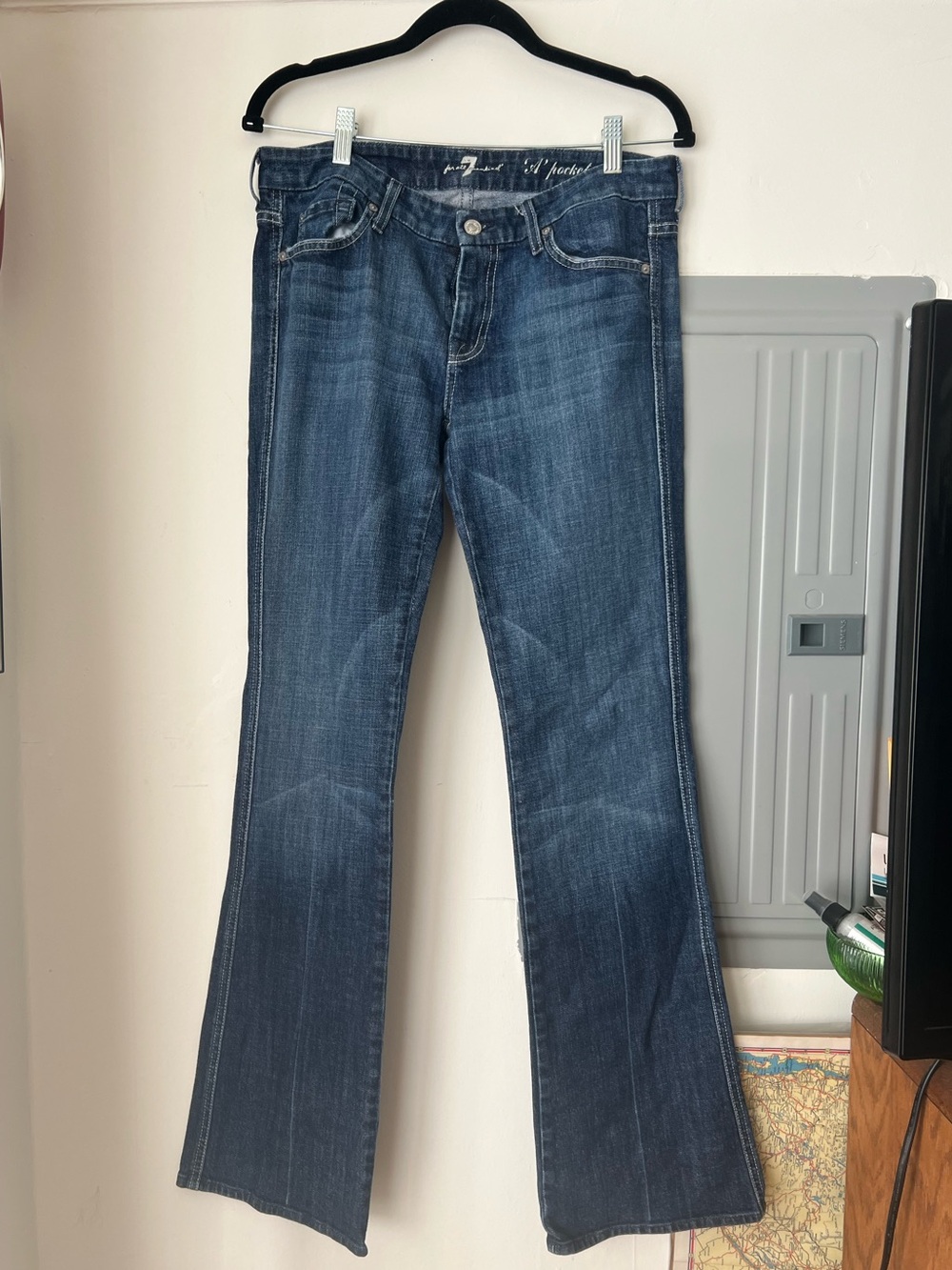 7 For All Mankind Dark Blue Flare Jeans